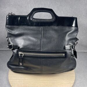 Coach Bonnie Black Leather Foldover Shoulder Bag Purse Satchel! #13388  $278.00!
